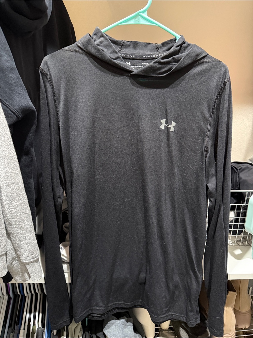 Under Armour Black Hooded Performance Shirt with Silver Logo